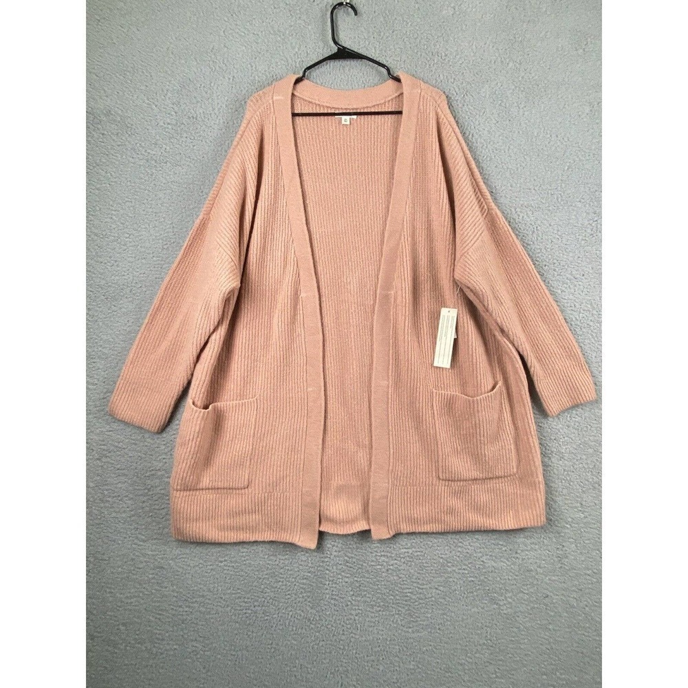 Good Threads Cardigan Womens XXL Orange Peach Long Pockets Wool Blend